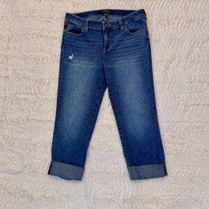 Liverpool size 6 / 28 Charlie Cropped Skinny Capri Jeans Dark Wash Rolled Hem